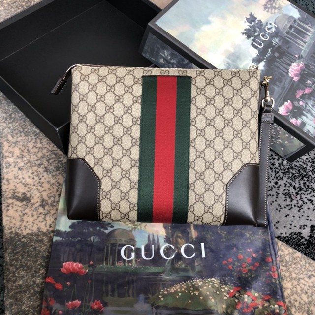 Gucci手包 523603 古馳Gucci新款男士手拿包 專櫃品質 古奇手腕包  gqy3508